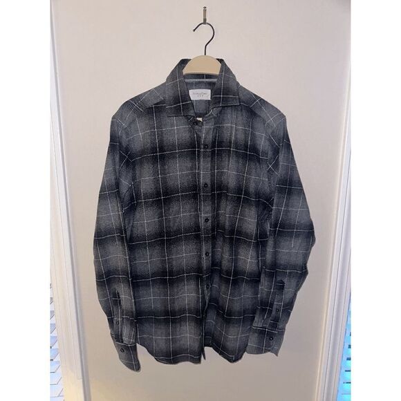 Men's Tintoria Mattei 954 Gray Flannel Casual Button Down 40 15 3/4 (Medium) - Picture 6 of 6